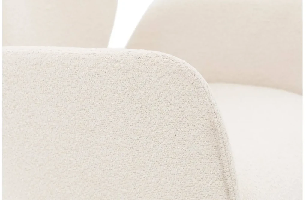 Goossens Eetkamerstoel Hera wit stof met armleuning, modern design