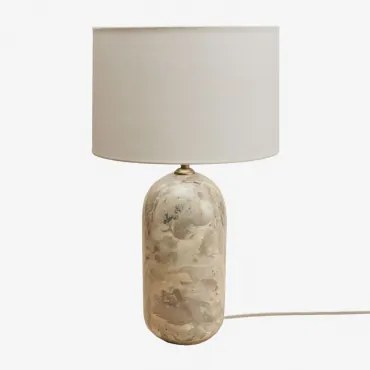 Tafellamp Van Natuurlijk Steen Yalvira Wit Ø30 Cm - ↑20 Cm Glendas & Beige Marmer Panther - Sklum