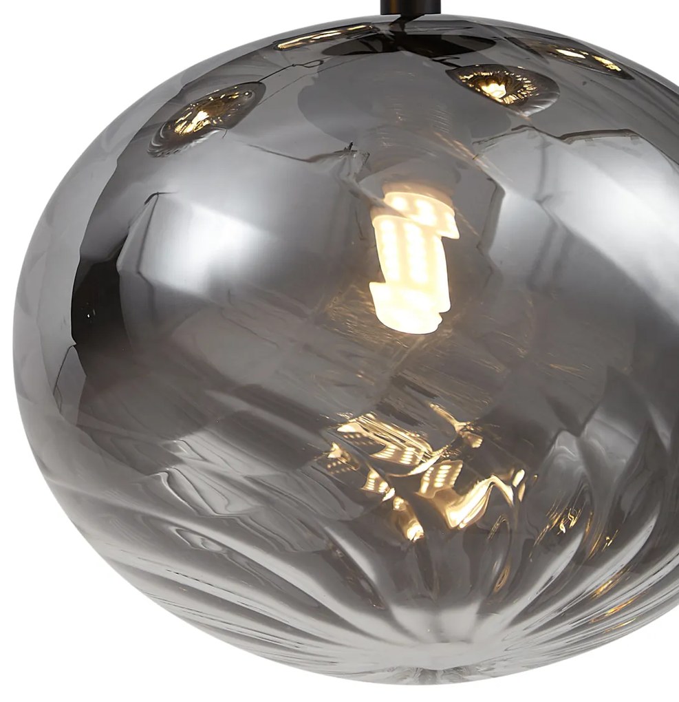 Eettafel / Eetkamer Moderne hanglamp zwart met smoke glas 9-lichts - Jia Modern G9 bol / globe / rond ovaal Binnenverlichting Lamp