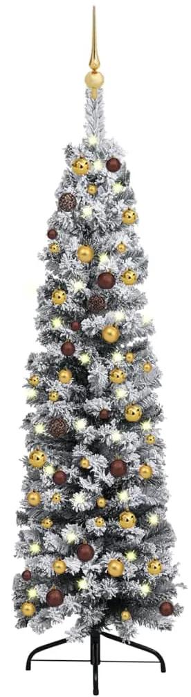 vidaXL Kerstboom met LED's en kerstballen smal 120 cm PVC groen