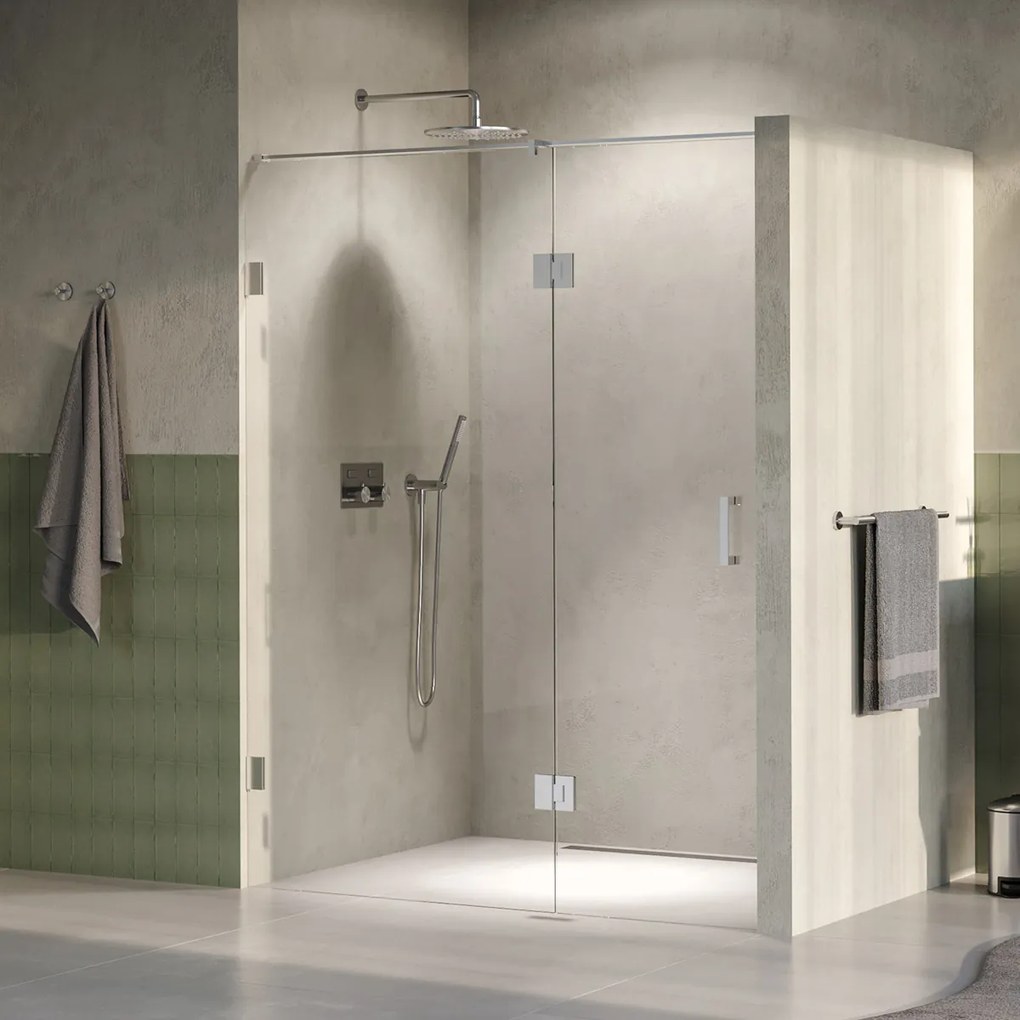Brauer Void profielloze nisdeur 150cm met draaideur 70cm aan glas RVS geborsteld PVD