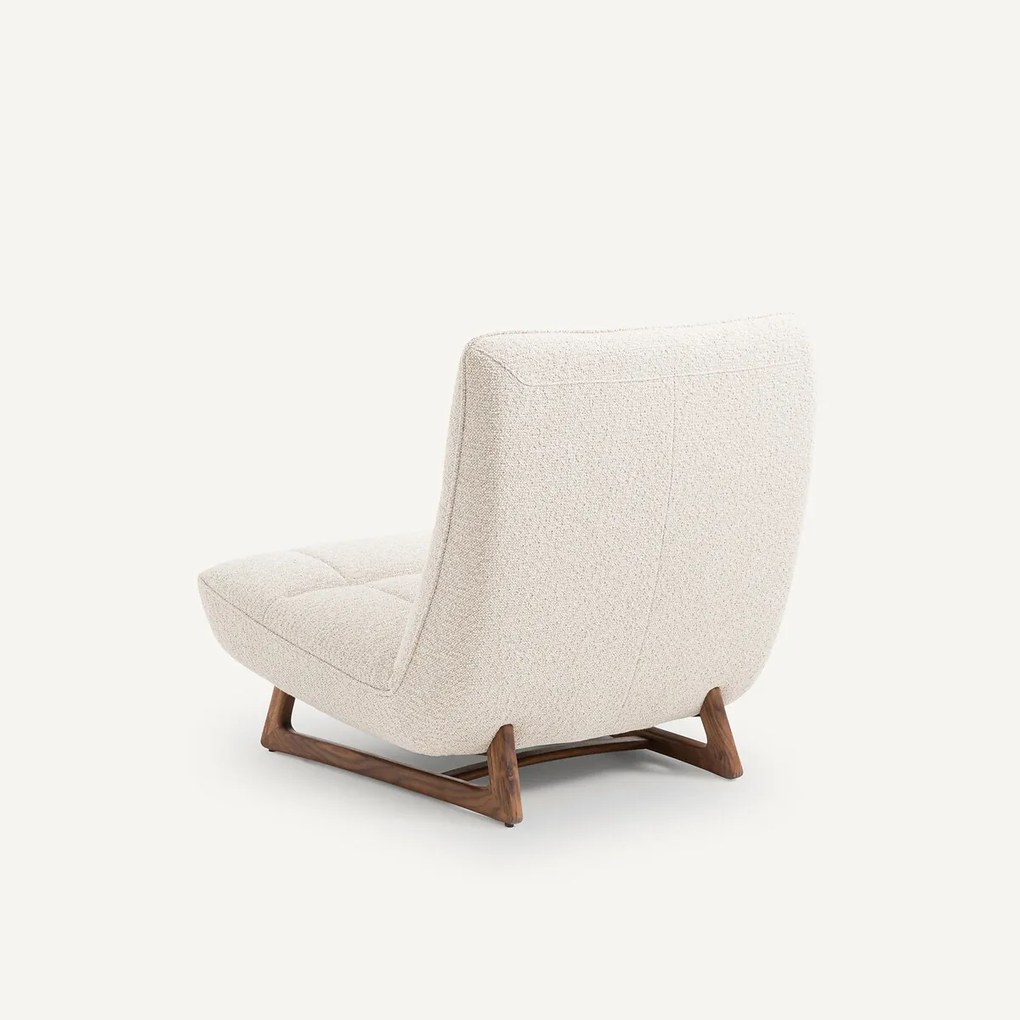 Fauteuil met notenhout in bouclé stof, Lafar