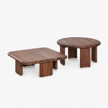 Set Van 2 Salontafels In Famara Acaciahout Acacia Bruin - Sklum