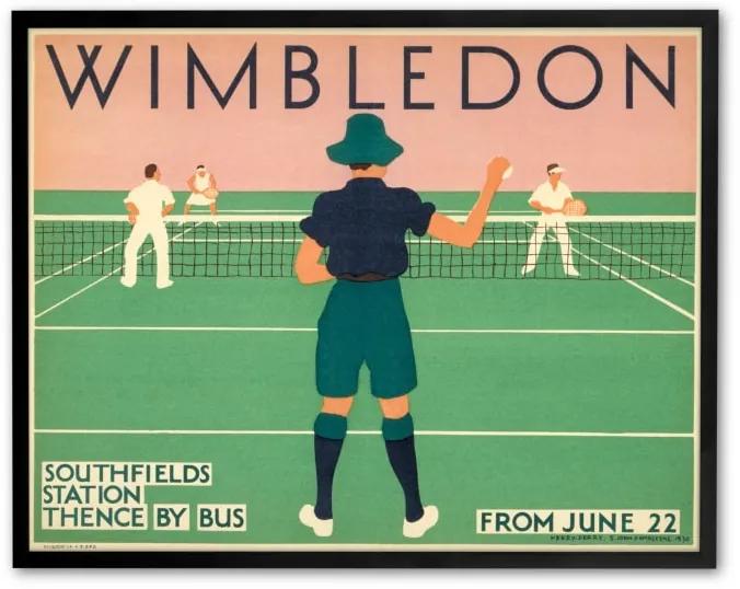 Wimbledon revival, ingelijste print, 50 x 70 , roze en groen