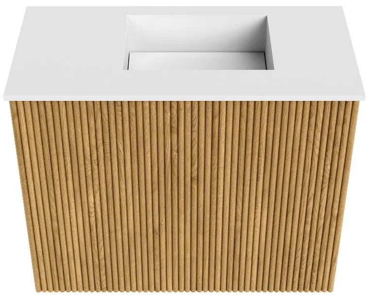 Mondiaz Joya 50cm toiletmeubel oak met wastafel faye rechts zonder kraangat talc