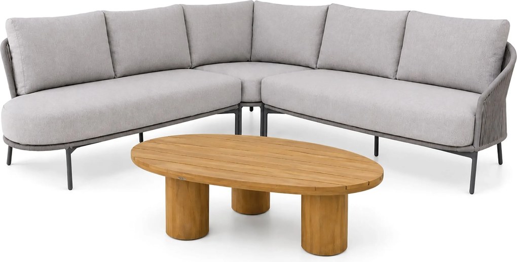 Hoek loungeset 5 personen Rope Grijs  4 Seasons Outdoor Florence/Riah