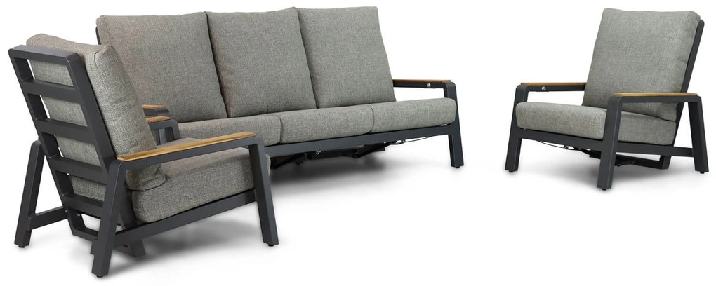 Stoel en Bank Loungeset 5 personen Aluminium/teak Grijs Osmen Manly