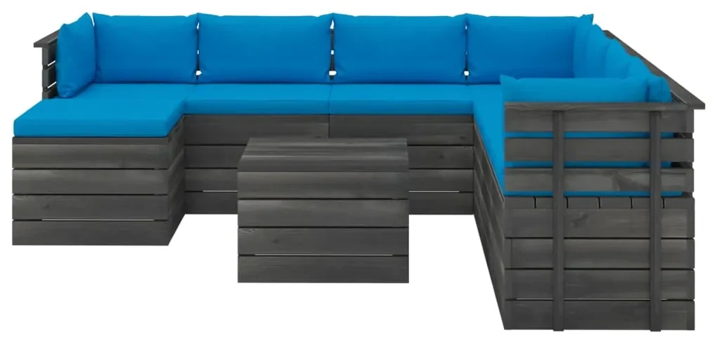 vidaXL 9-delige Loungeset pallet met kussens massief grenenhout