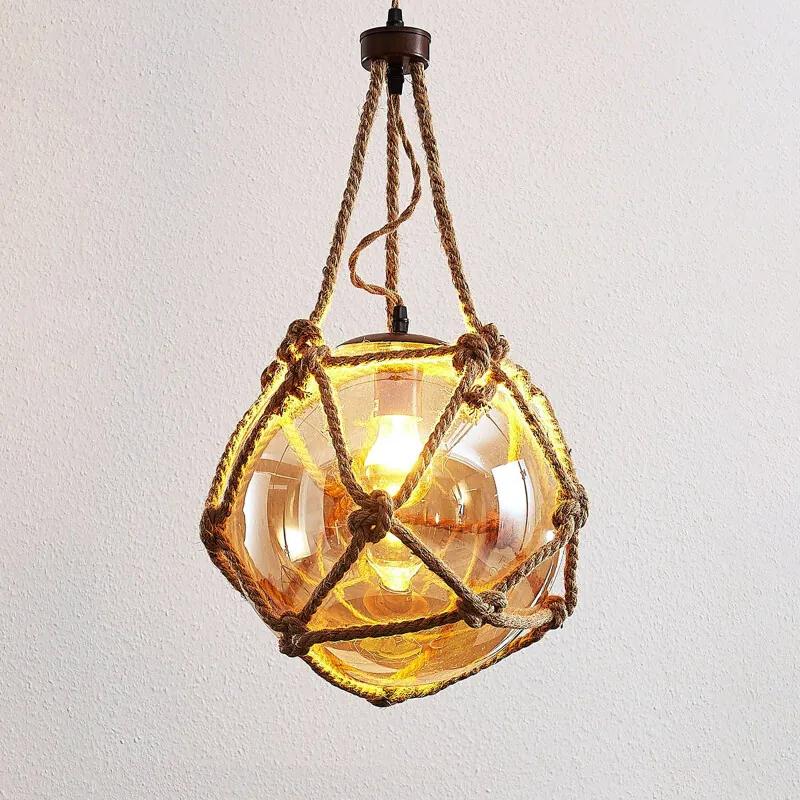Hanglamp Georgina uit amberkleurig glas - lampen-24