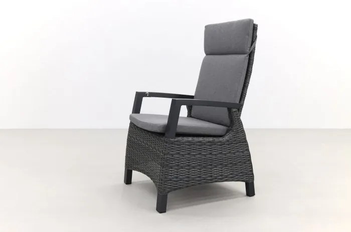 Darwin/Kings 6-persoons wicker verstelbare tuinset 220x100 cm. - Antraciet/Houtlook