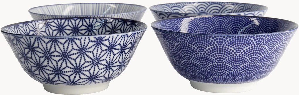 Porseleinen Tayo kommen Nippon Blue, 4-delig