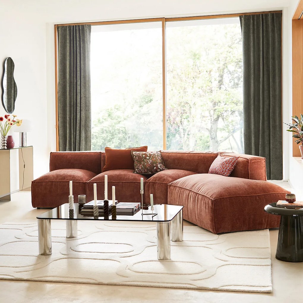 Loungebank rechts, vintage ribfluweel, Seven