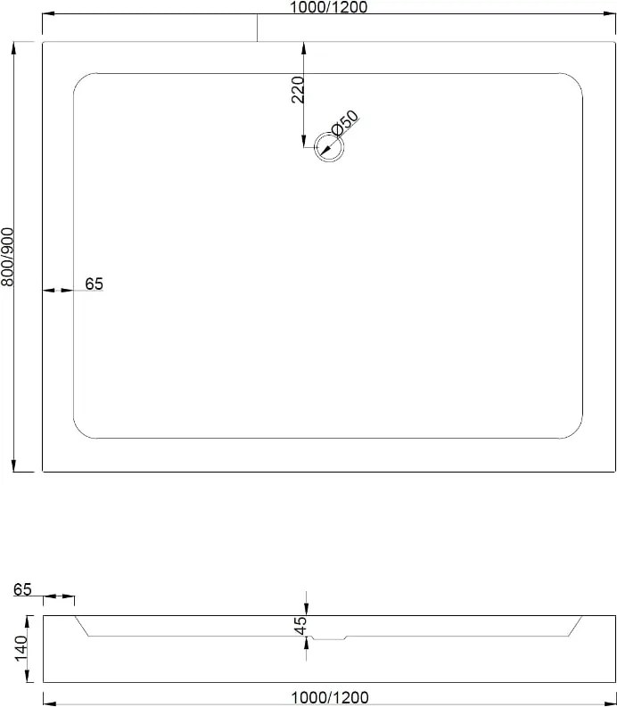 Mexen Rio rechthoekige douchebak 100 x 80 cm, wit - 45108010