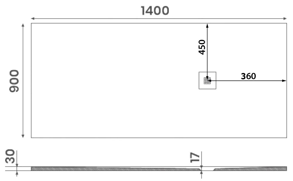 Gelco Mitia rechthoekige douchebak stone-look 140x90cm grijs