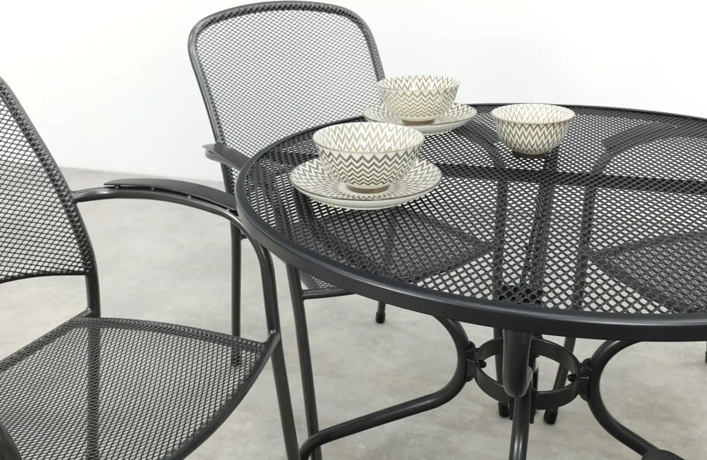 Royal Garden Carlo ronde stapelbare tuinset strekmetaal Ø90 cm.