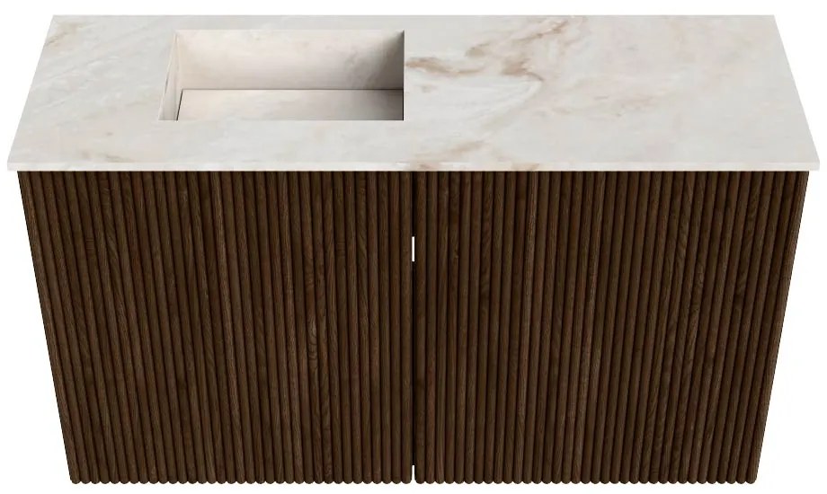 Mondiaz Joya DLux 70cm toiletmeubel walnut met wastafel faye links 1 kraangat frappe
