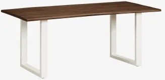 Rectangulaire Eettafel 180x90 Cm Van Acaciahout En Staal Maupi Gardenia Wit - Sklum