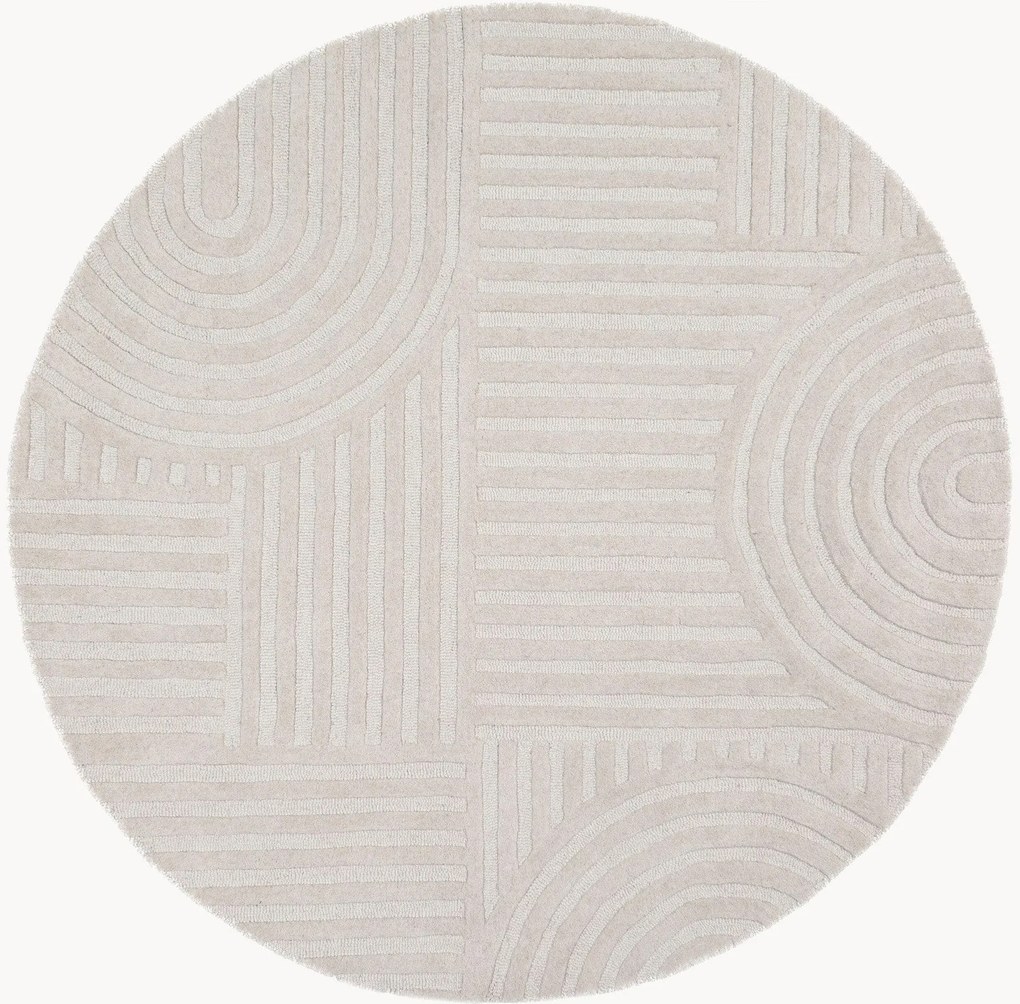 Rond handgetuft hoog-laag wollen vloerkleed Zen Garden