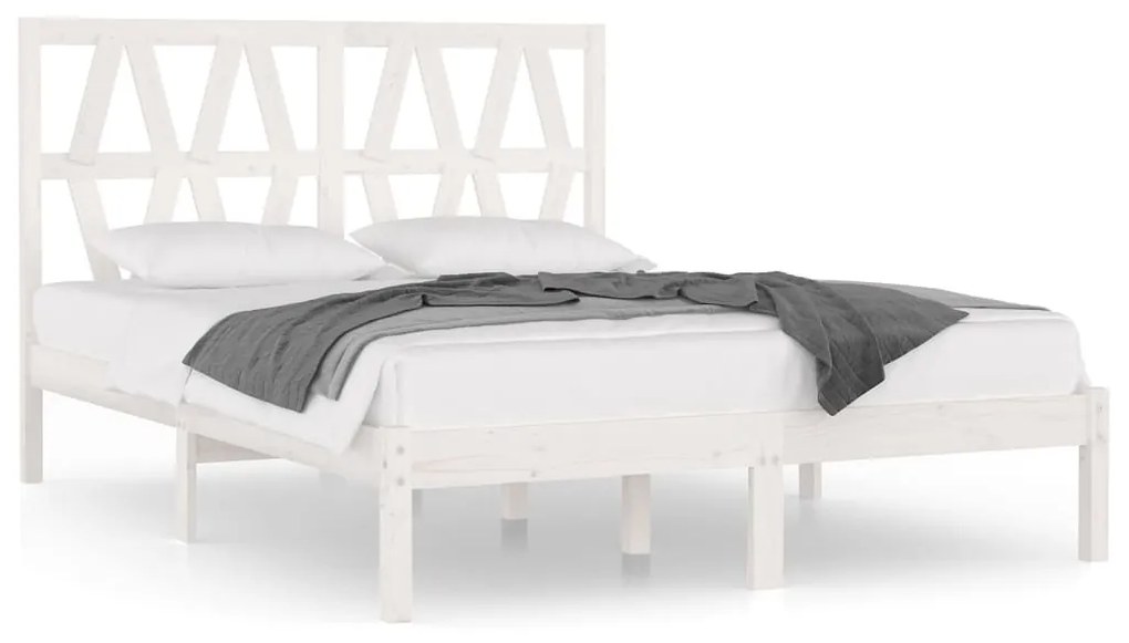 vidaXL Bedframe massief grenenhout wit 140x190 cm