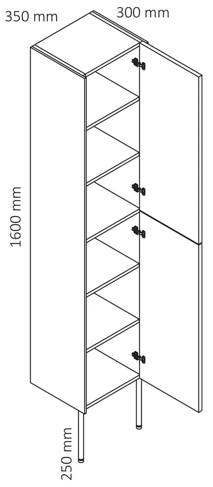 Differnz Legs hoge kast 160cm l/r groen