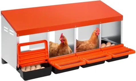 VEVOR Legnest 1060x525x475 mm, 4 compartimenten, metalen kippennest met beschermende lekbakken en ventilatiegaten, pluimveenest, verrijdbaar nest, ideaal voor hennen, eenden, kippen en ander pluimvee.