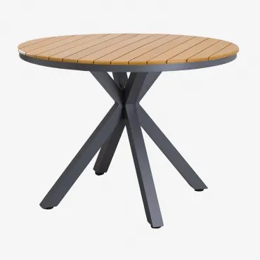 Ronde Tuintafel Van Aluminium En Eucalyptus Hout Archer Grijs – Grafiet & Ø100 Cm - Sklum