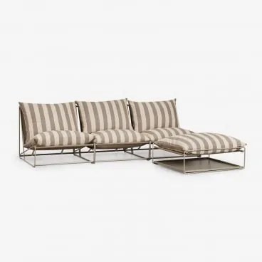 3-delige Modulaire Tuinbank En Omvormbare Poef Amaro Tapioca Beige - Bruin - Mokka - Sklum