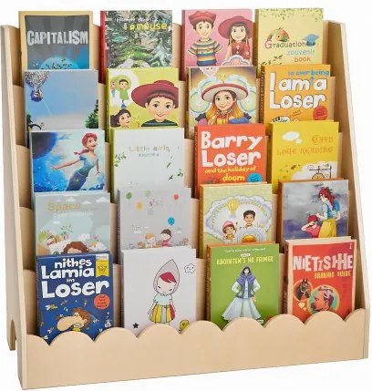 VEVOR Montessori Boekenplank 5-laags Kinderboekenplank met Gegolfde Rand, Boekenplank aan de Voorkant met Dubbele Haken, Babyboekenplank Kinderkamerplank voor Kleuterschool Kleuterschool