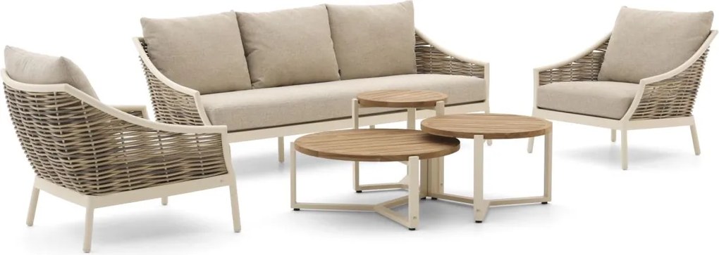 Stoel-bank loungeset Apple Bee | 5 personen | Loungeset Wit | Aluminium | Kees Smit Tuinmeubelen