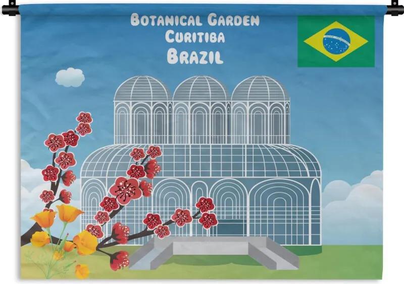 Wandkleed Curitiba illustratie - De Botanische tuin in het Braziliaanse Curitiba Wandkleed katoen 180x135 cm - Wandtapijt met foto