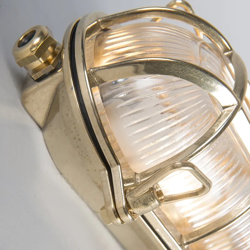 Buitenlamp Retro wandlamp goud 18 cm IP44 - Nautica 2 ovaal Landelijk / Rustiek, Retro E27 IP44 Buitenverlichting
