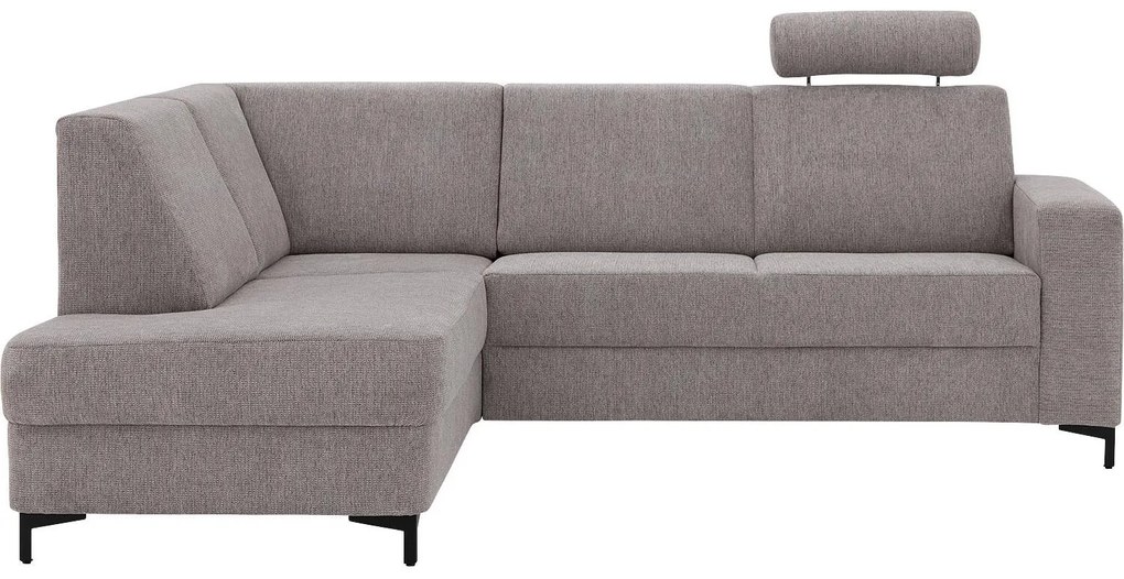 Goossens Basic Hoekbank Helsinki Incl. Hoofdsteun bruin, stof, 2-zits, modern design met ligelement links