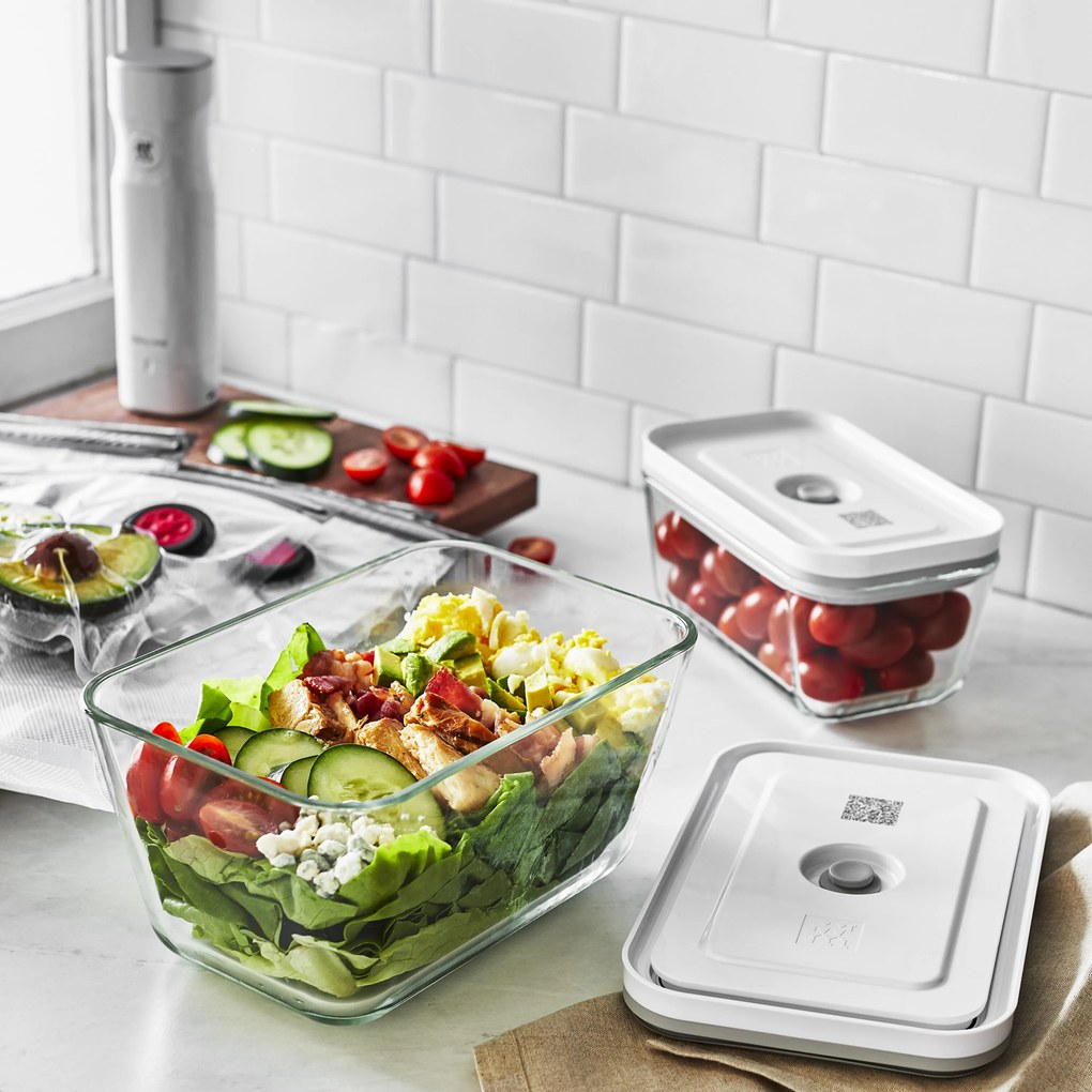 ZWILLING Fresh & Save Vacuüm Starterset, Glas / M/L, 7-delig, Wit - Fresh & Save - ZWILLING