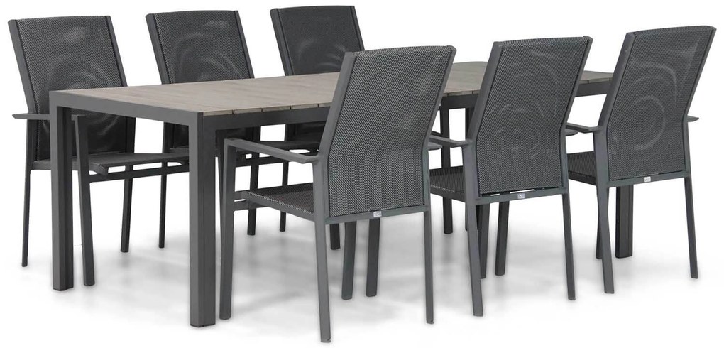 Tuinset 6 personen 217 cm Aluminium/textileen Grijs Presto Ricadi/Young