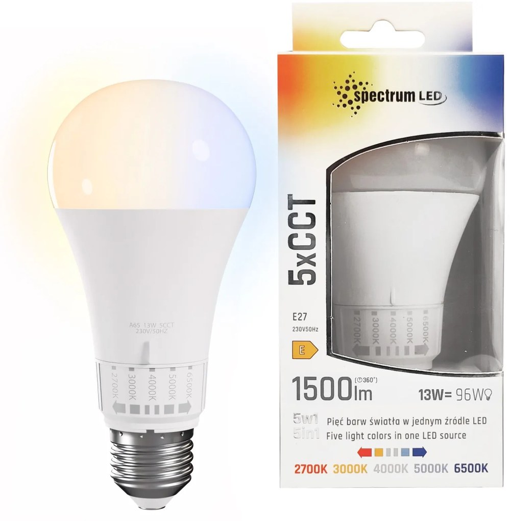 LED-lamp 5 lichtkleuren GLS E27 230V 13W 5CCT