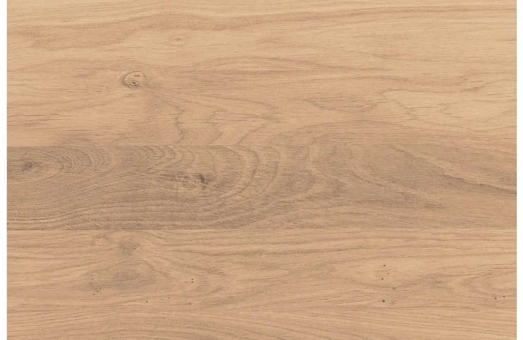 Goossens Nachtkastje Runt, Voet rond metaal ral 9005 zwart, blad massief eik