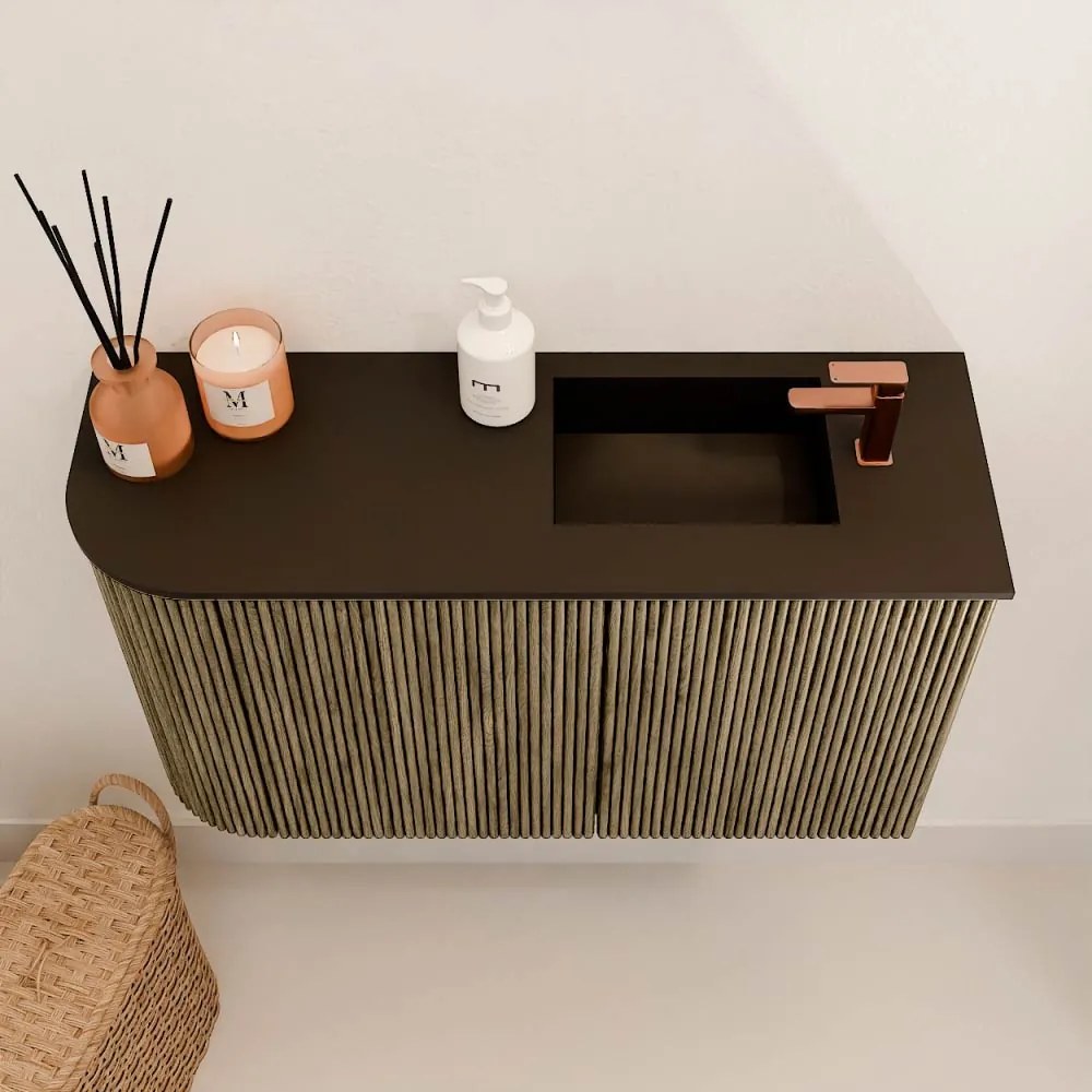 Mondiaz Joya 70cm toiletmeubel ronding links dusk met wastafel faye rechts 1 kraangat urban