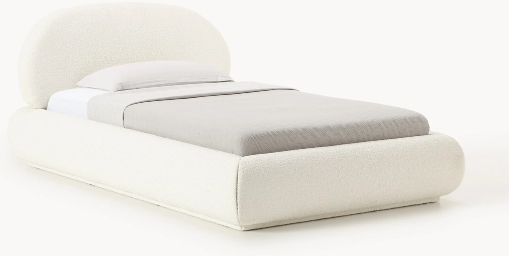 Bouclé gestoffeerd eenpersoonsbed Alba