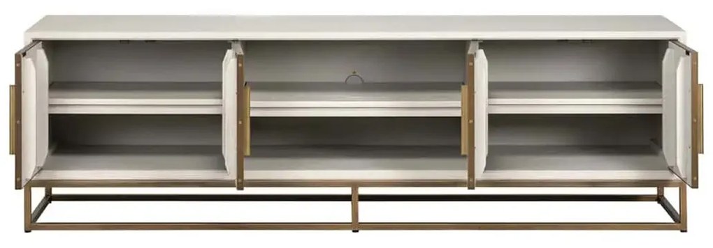 Richmond Interiors Whitebone Tv-meubel Wit Hout Met Messing - 200x44.5x61cm.