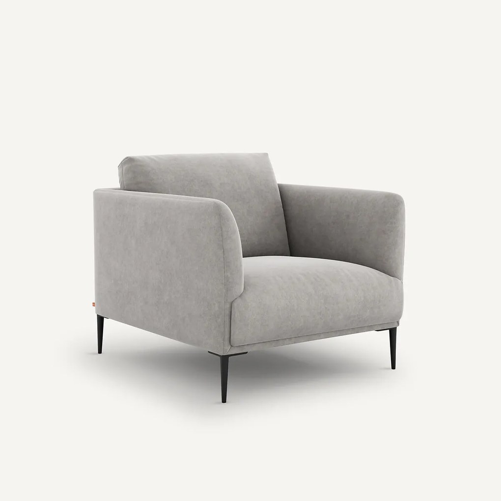 Fauteuil in stonewashed fluweel, Oscar, ontwerp Emmanuel Gallina