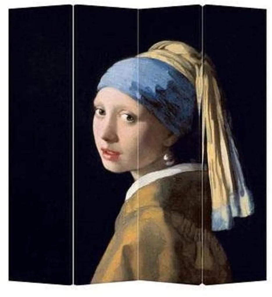 Fine Asianliving Kamerscherm Scheidingswand B160xH180cm 4 Panelen Vermeer Meisje met de Parel