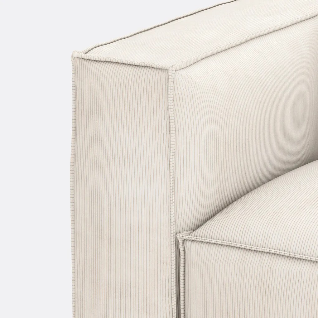 Modulaire bank, 3-zit en 1 poef, ribfluweel Seven