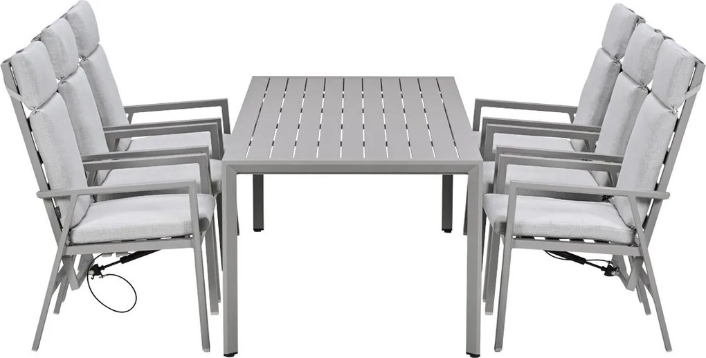 Garden Impressions Kasper tuinset 7-delig - tuintafel 220x93 cm taupe