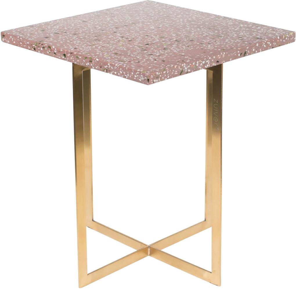 Zuiver | Bijzettafel Luigi lengte 45 cm x breedte 45 cm donkerrood sidetables terrazzo, ijzer meubels tafels | NADUVI outlet