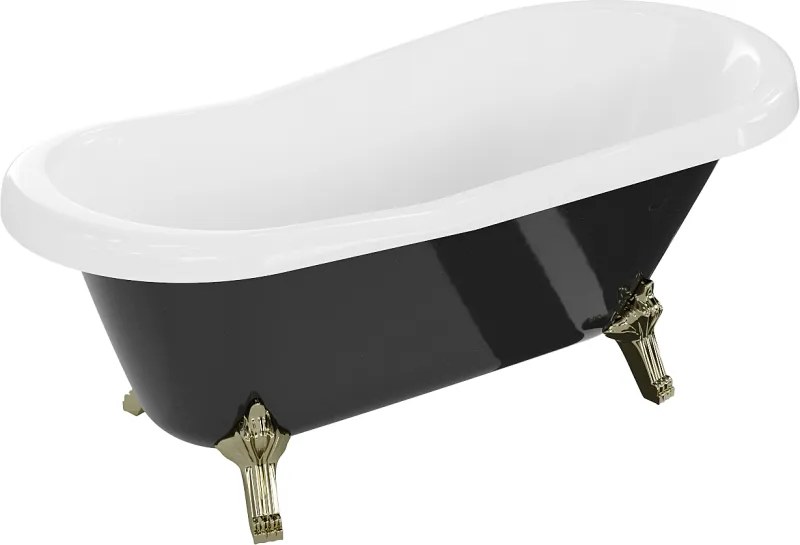 Mexen Retro vrijstaande badkuip 150 x 73 cm, wit/zwart, gouden poten - 53251507375-50