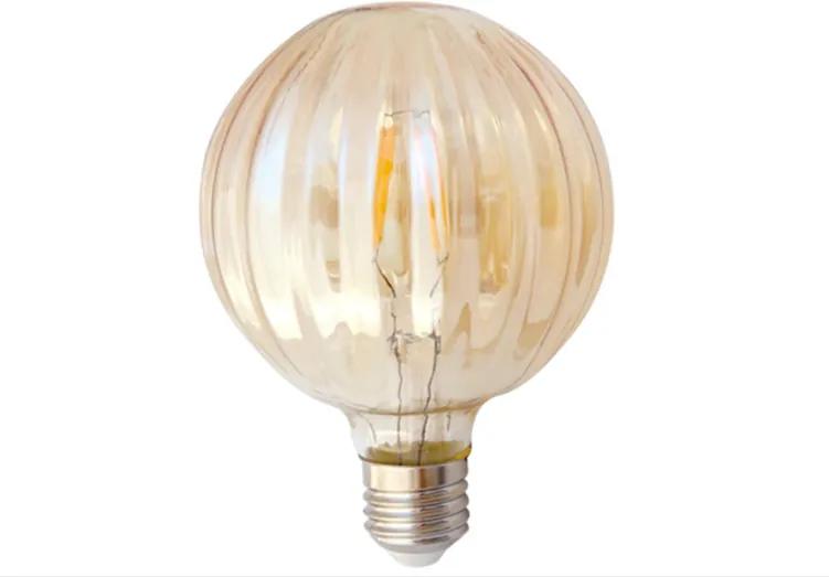 E27 LED Filament Geribbeld Goud Globelamp 4W Extra Warm Wit Dimbaar
