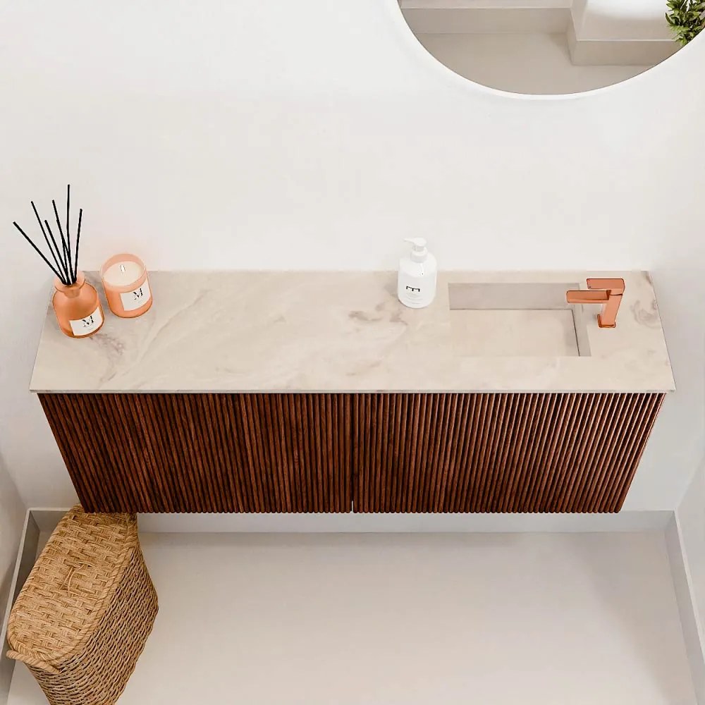 Mondiaz Joya DLux 100cm toiletmeubel ruby met wastafel faye rechts 1 kraangat frappe