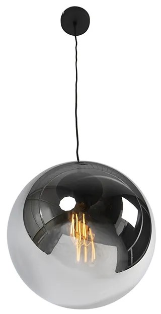 Art Deco hanglamp zwart met smoke glas 30 cm - Pallon