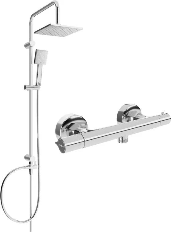 Mexen Tord opbouw doucheset met regendouche en thermostatische douchekraan Slim, chroom - 77105200-00