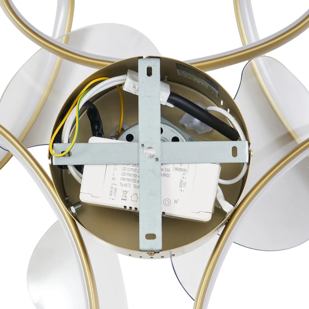 Plafondventilator messing 55cm incl. LED dimbaar met afstandsbediening - Mandy